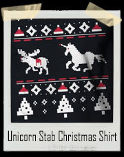 Unicorn Stab Reindeer Ugly Christmas Sweater T-Shirt