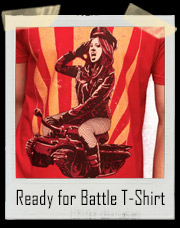 Ready For Battle Army Girl On Tank T-Shirt
