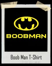 Boob Man Funny Retro Bat Man Parody T-Shirt