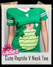 Girls Cute Reptile V Neck Tee